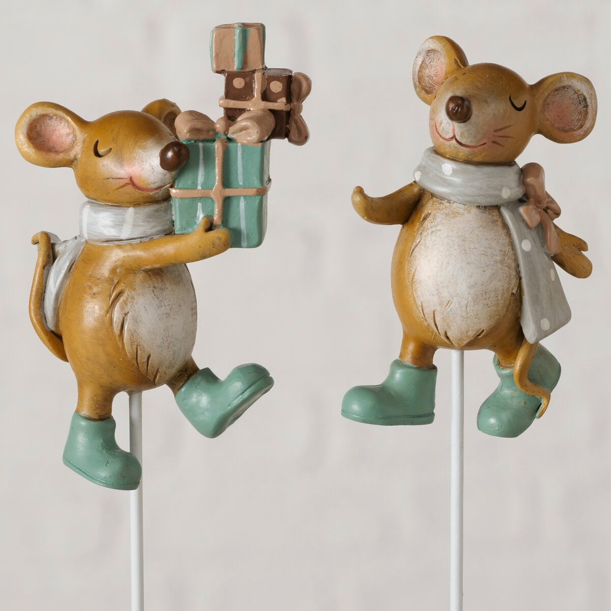 potsteker mausi, 2 ass., toonbankdisplay, muis, h 24,00 cm, ijzer, synthetische hars