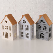 decoratieve standaard domus, 3 ass., huis, led, h 41,00 cm, mdf, polyester