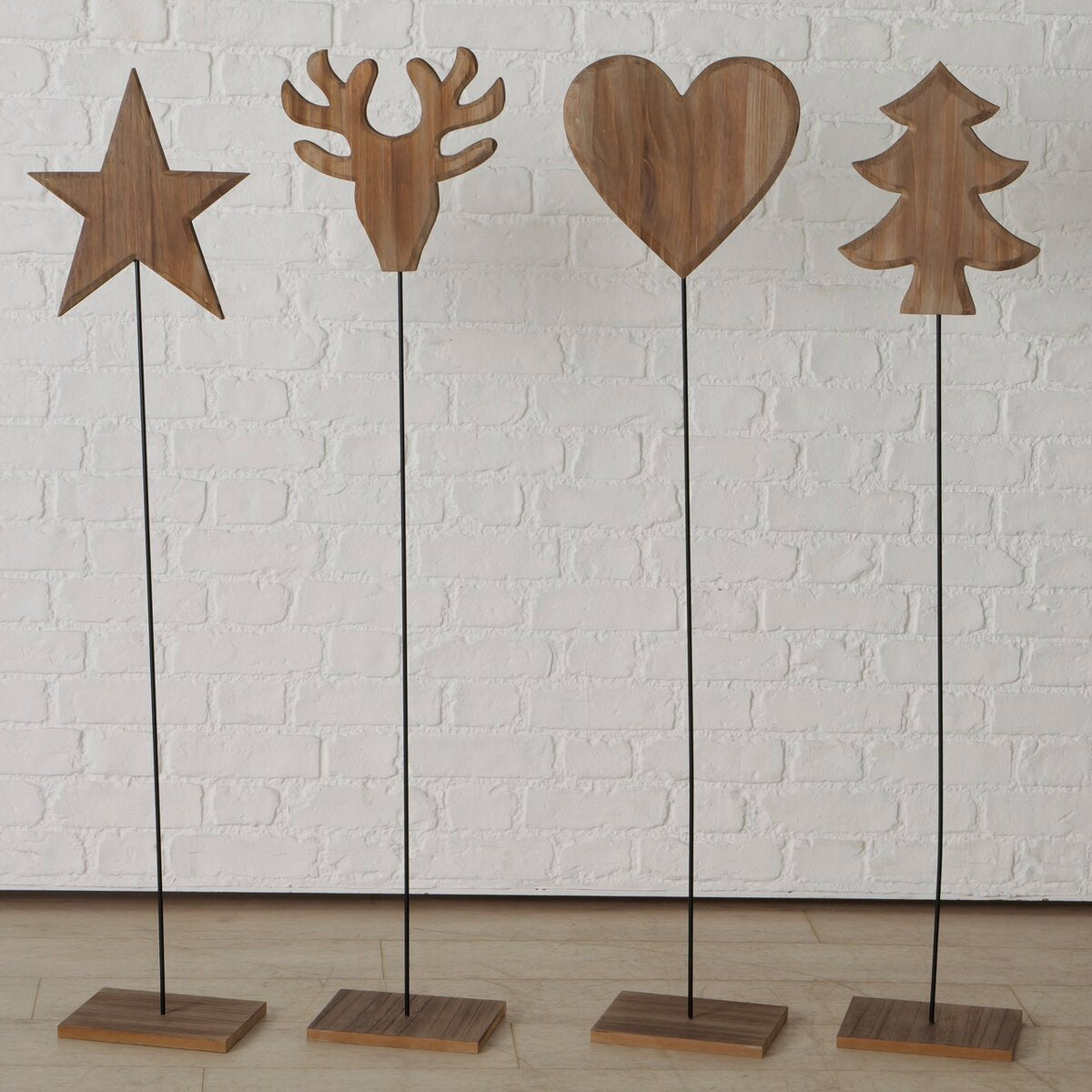 decoratieve standaard aranea, 4 ass., hert, hart, boom, ster, met stand, h 124,00 cm, montereyden (pinus radiata), ijzer