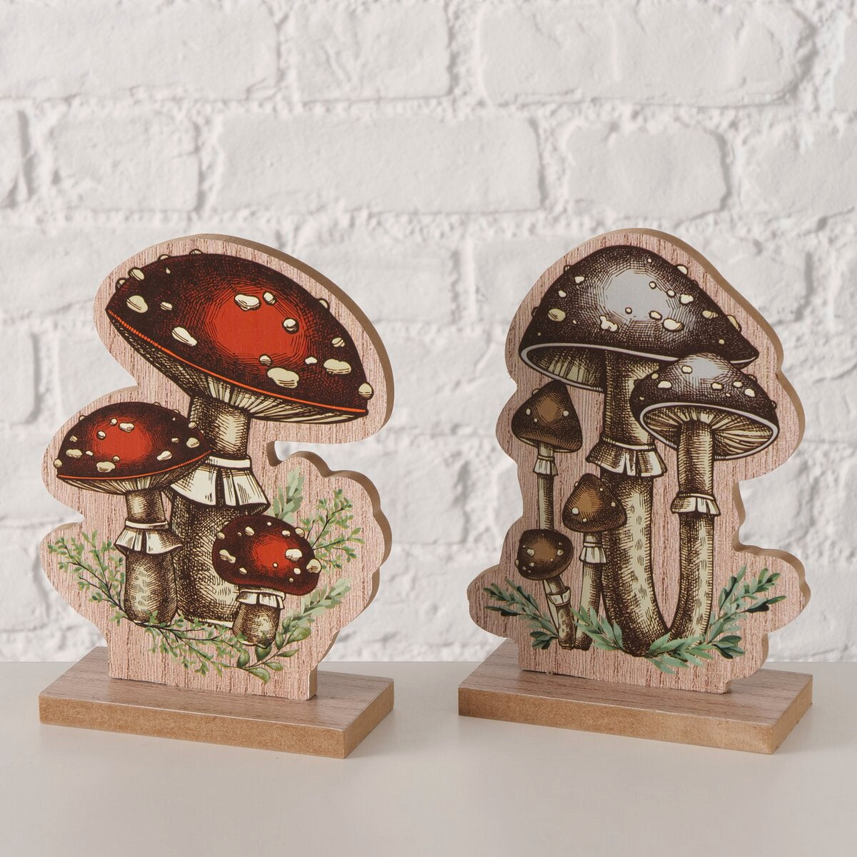 decoratieve standaard muscaria, 2 ass., rechthoek, paddenstoel, met stand, h 19,00 cm, mdf
