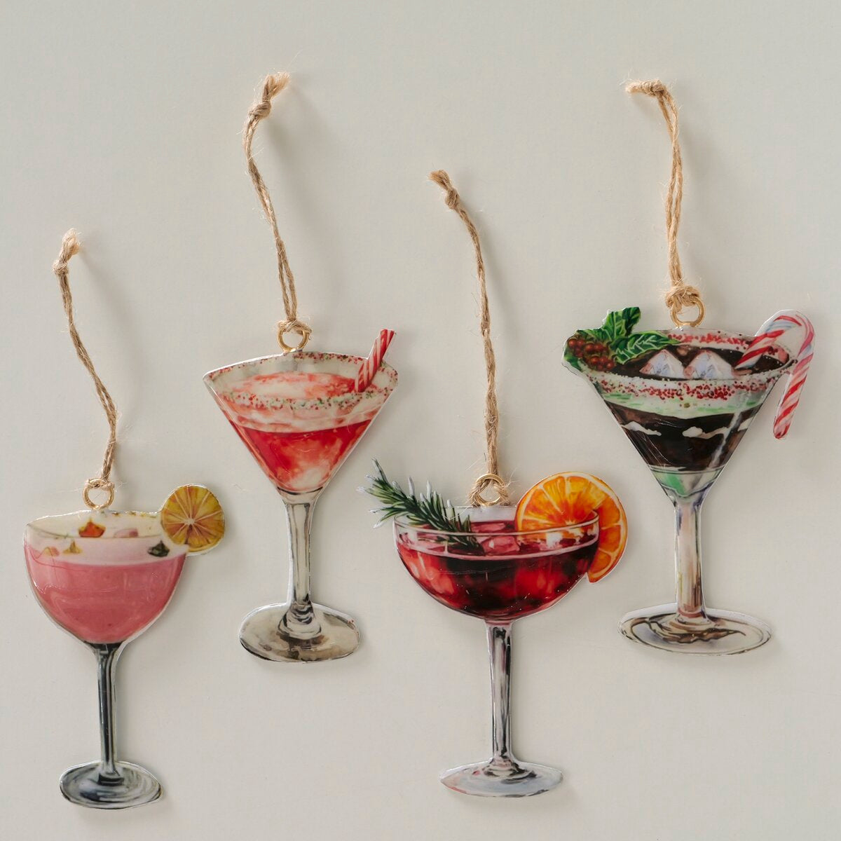 kersthanger cocktail, 4 ass., speciale vorm, l 7,00 cm, h 11,00 cm, glans