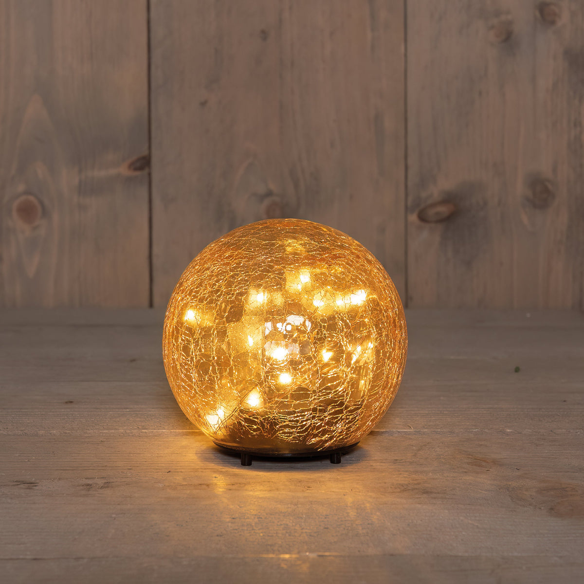 bal  crackle amber glas oplaadbaar 15led classic 12cm inclusief usb kabel