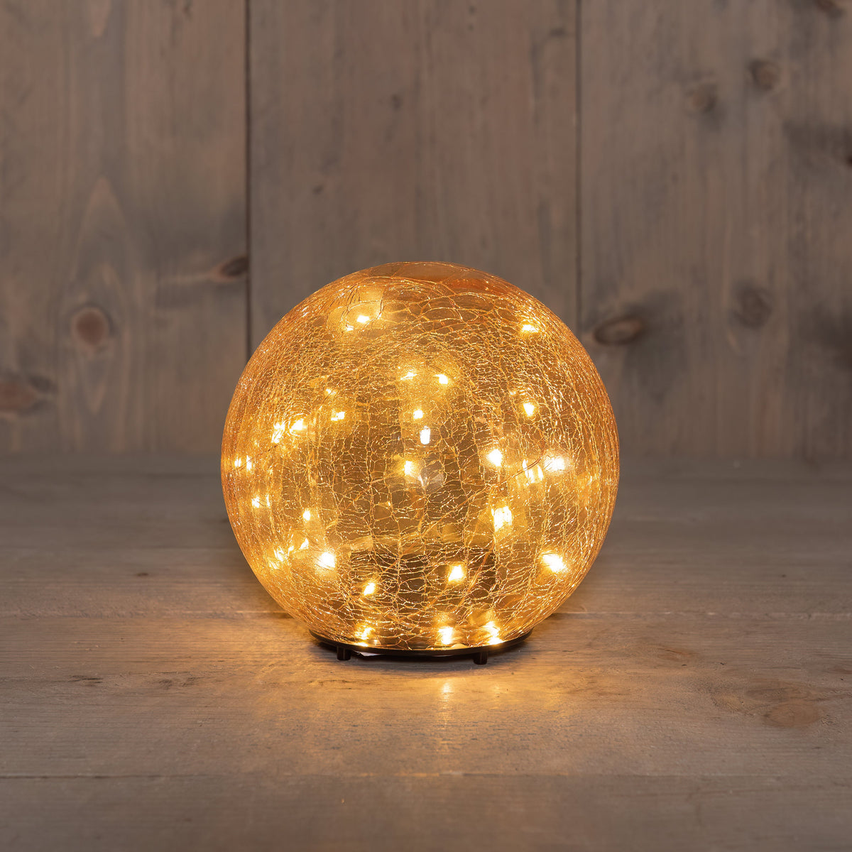 bal  crackle amber glas oplaadbaar 30led classic 15cm inclusief usb kabel
