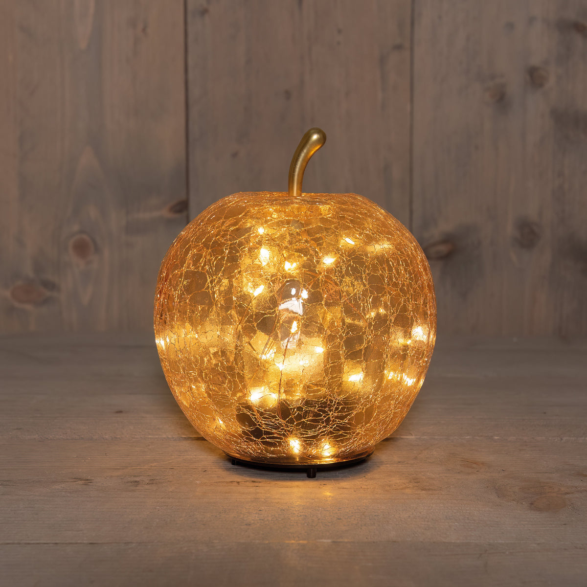 appel  crackle amber glas oplaadbaar 30led classic 15x17cm inclusief usb kabel