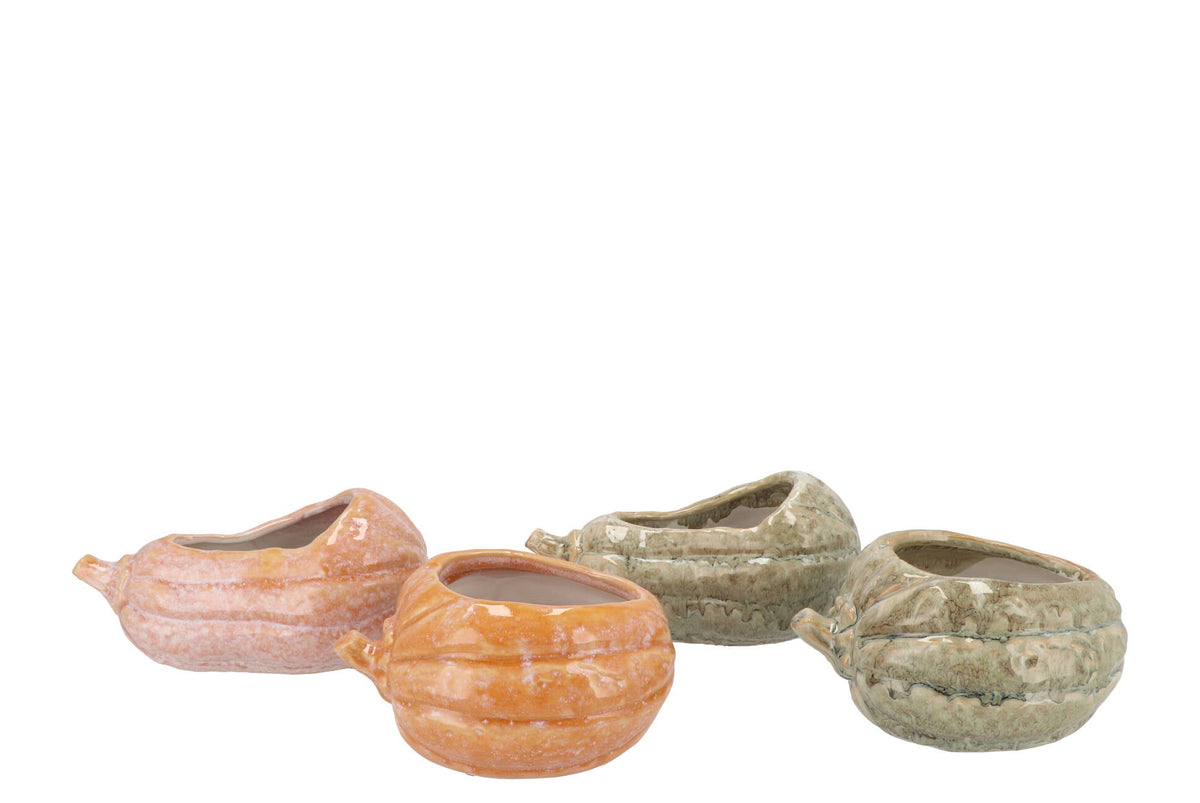 mette orange green pot pumpkin half ass 18x14x10cm
