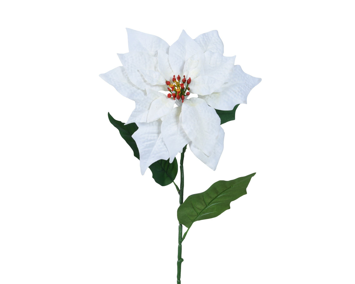 poinsettia op steel polyester off-white l.22cm x w.23cm x h.67cm