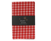 tafelloper katoen rectangular n/a with check with lurex yarn rood/wit l.150cm x w.30cm x h.0.1cm