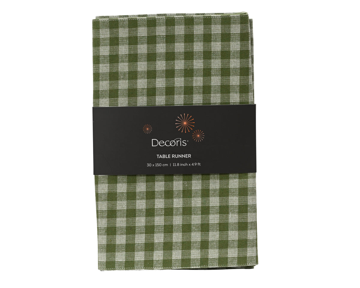 tafelloper katoen rectangular n/a with check with lurex yarn rosemarijn l.150cm x w.30cm x h.0.1cm