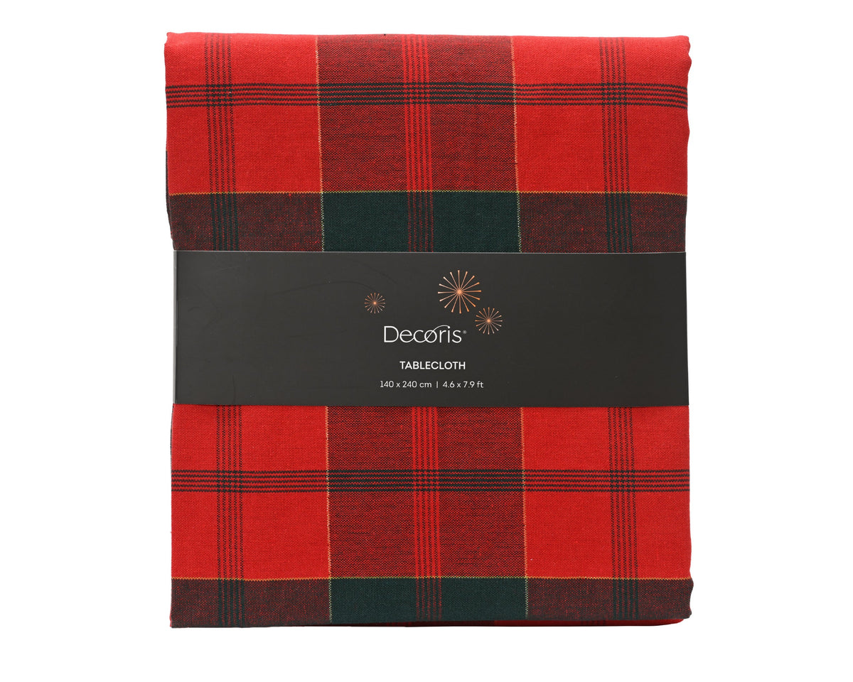 tafelkleed katoen rectangular n/a check groen/rood l.240cm x w.140cm x h.0.1cm