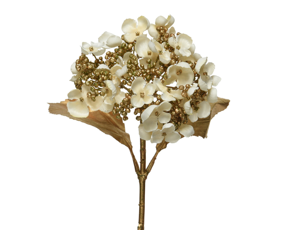 hortensia hydrangea op steel polyester creme l.19cm x w.15cm x h.67cm