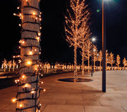 connect de luxe 100led classic warm en flash 10m, 10cm afstand tussen de leds, rubber kabel zwart