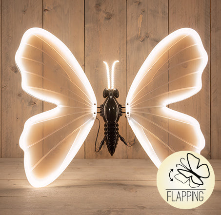 vlinder led warm wit 80cm bewegende vleugels 5mtr aanloopsnoer - ip44 transformer - colourbox