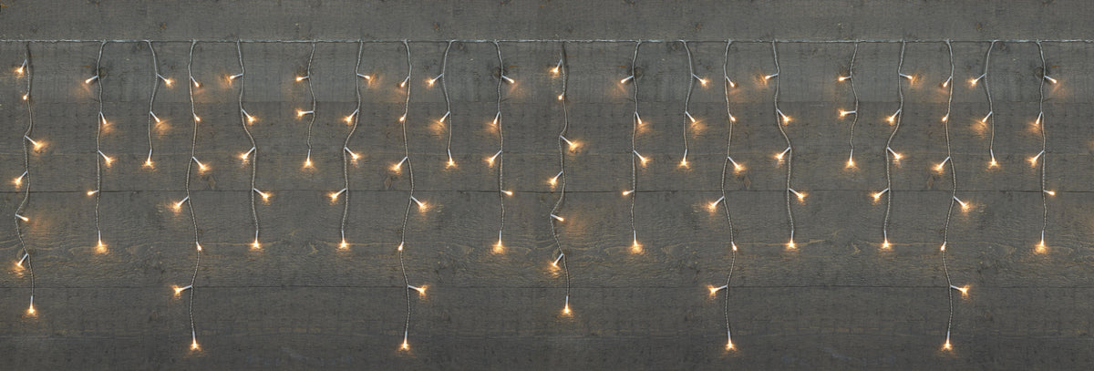 Eiszapfenlichter transparent 360L/720x60cm LED warmweiß - 5m Anschlusskabel - IP44 Trafo an / 8/16h Timer / aus