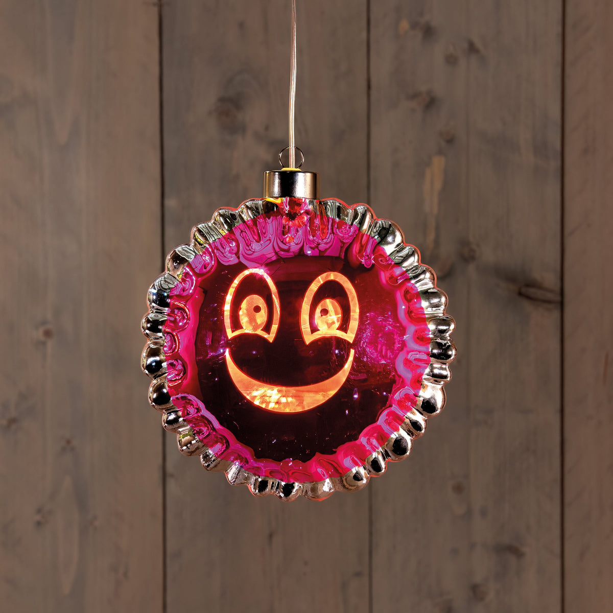 ballon smiley led glas led op batterij 15.8x7.9x16.5cm roze