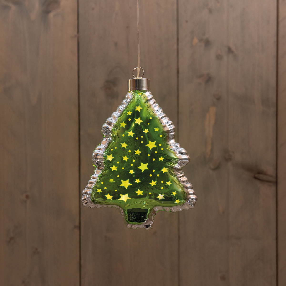 ballon boom led glas op batterij 12.5x7x16cm groen