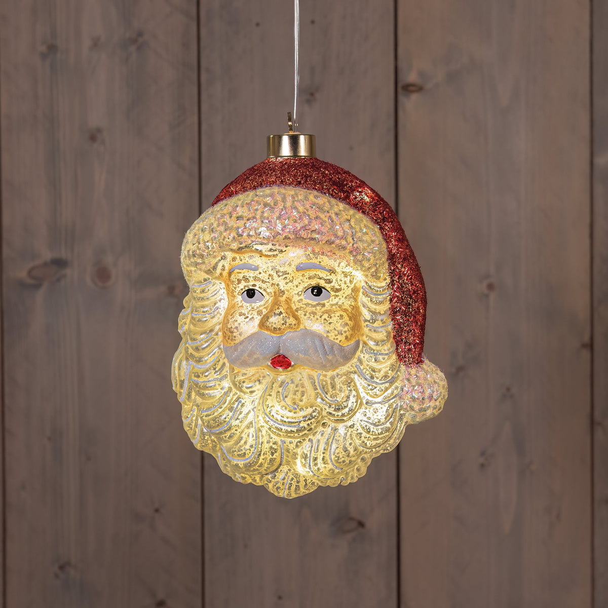 kerstman glas led op batterij 11x14.5x18.5cm
