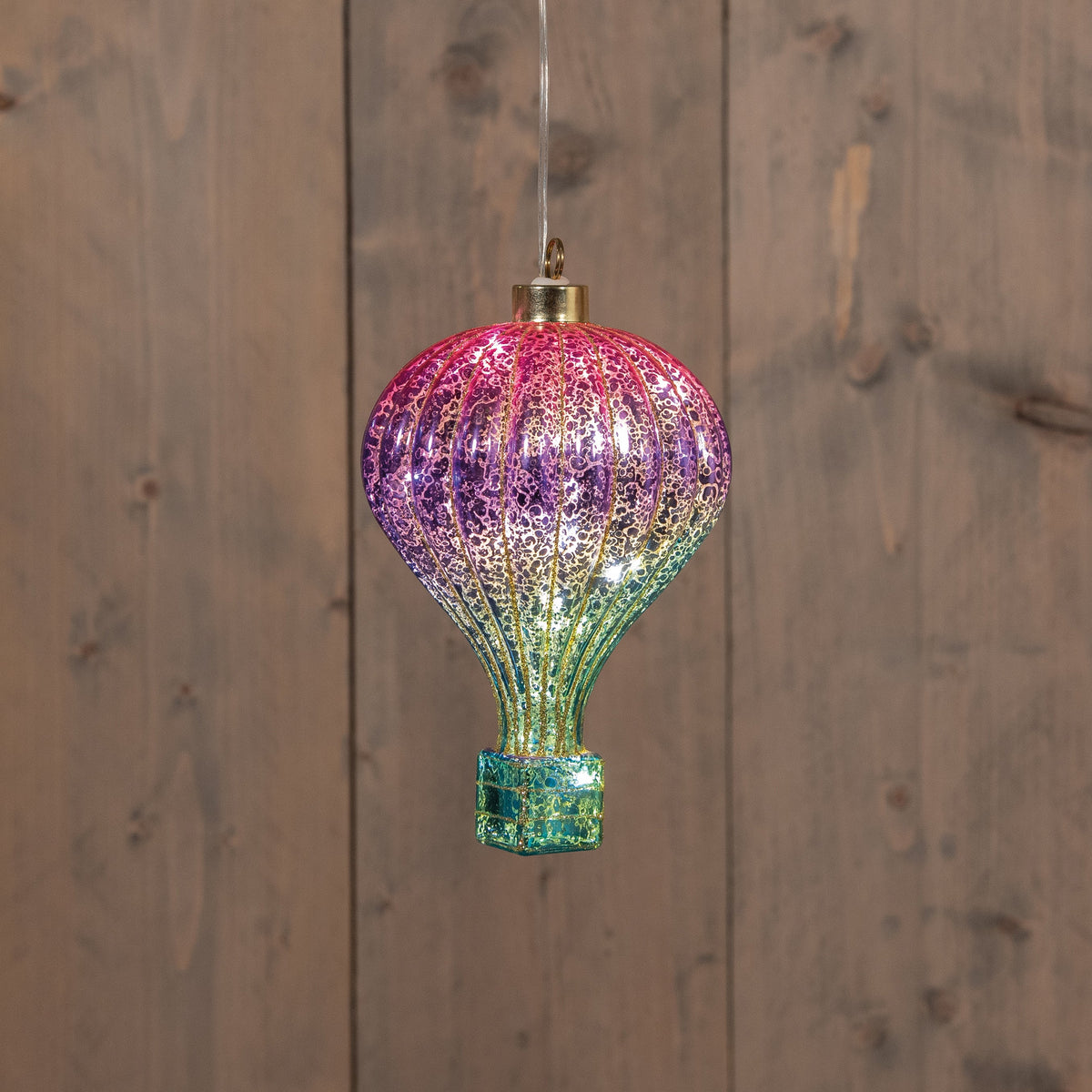 hete luchtballon glas led op batterij 10.5x16cm