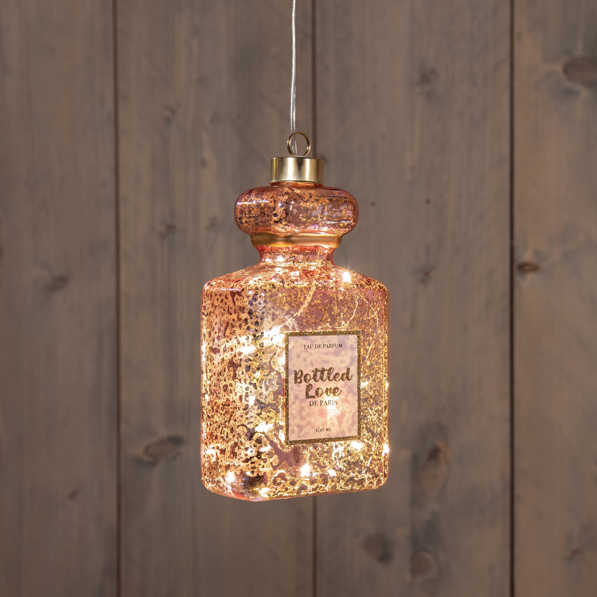 roze parfumfles glas led op batterij 8.5x5x16cm