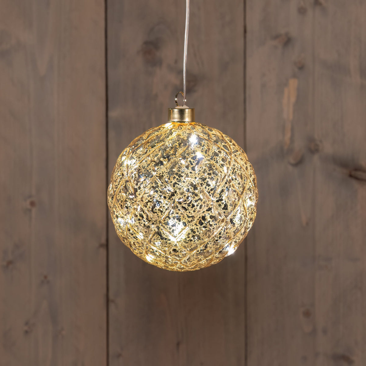 bal glas 12cm led batterij mercury goud