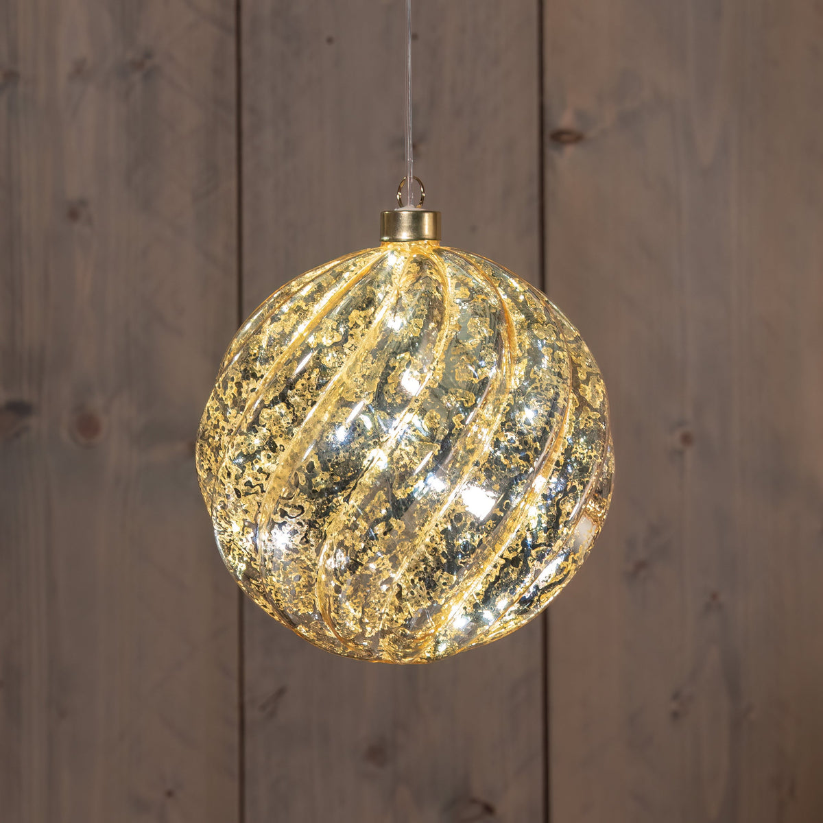 bal glas 15cm led batterij mercury goud