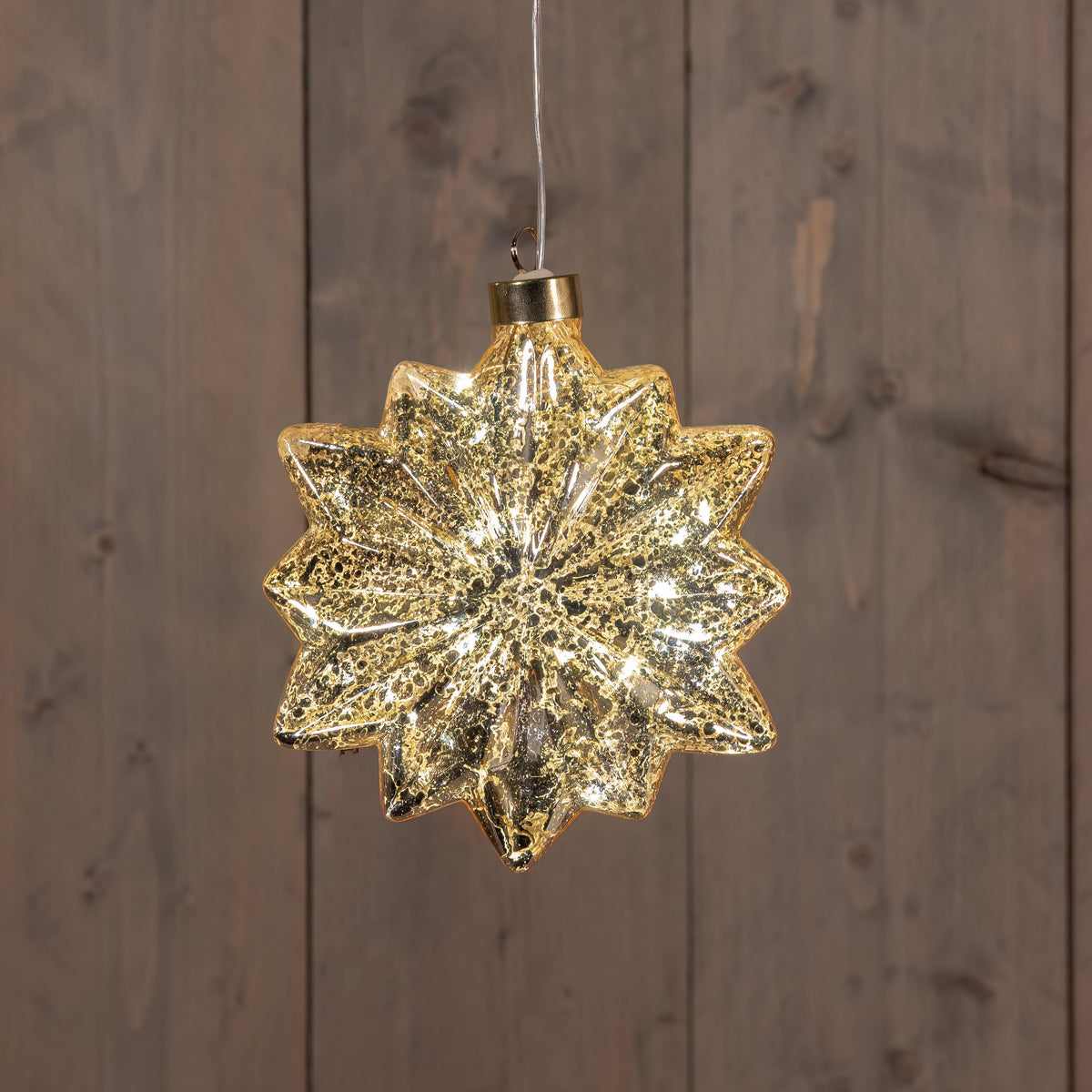 ster 12 punten glas 15cm led batterij mercury goud
