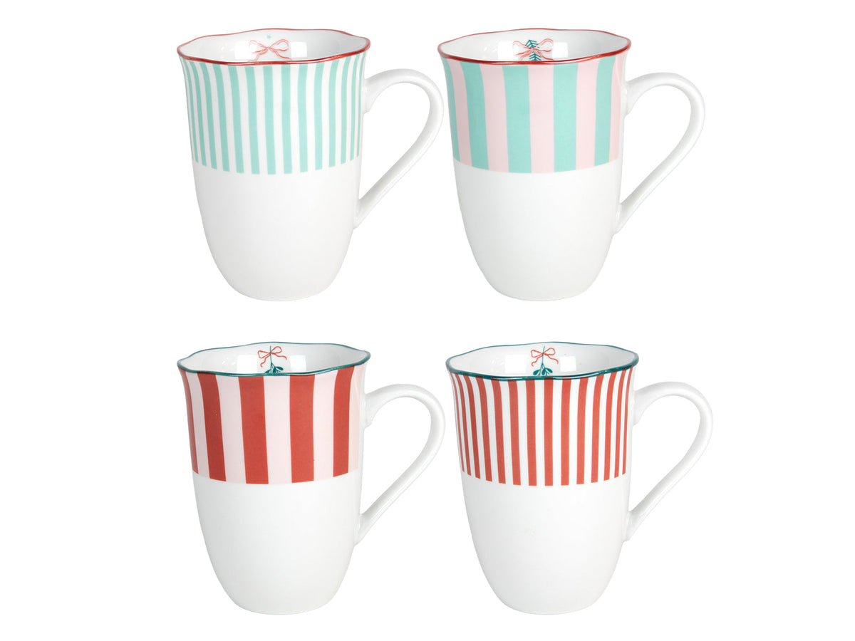 mok "kerststrikken" ø9x12cm 340ml 4 assorti