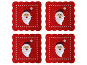 onderzetter kerst vilt "holly jolly" 10x10cm s/4 rood