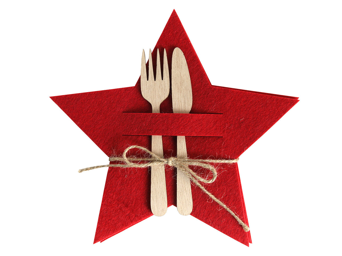 bestekhouder ster rood vilt 20cm