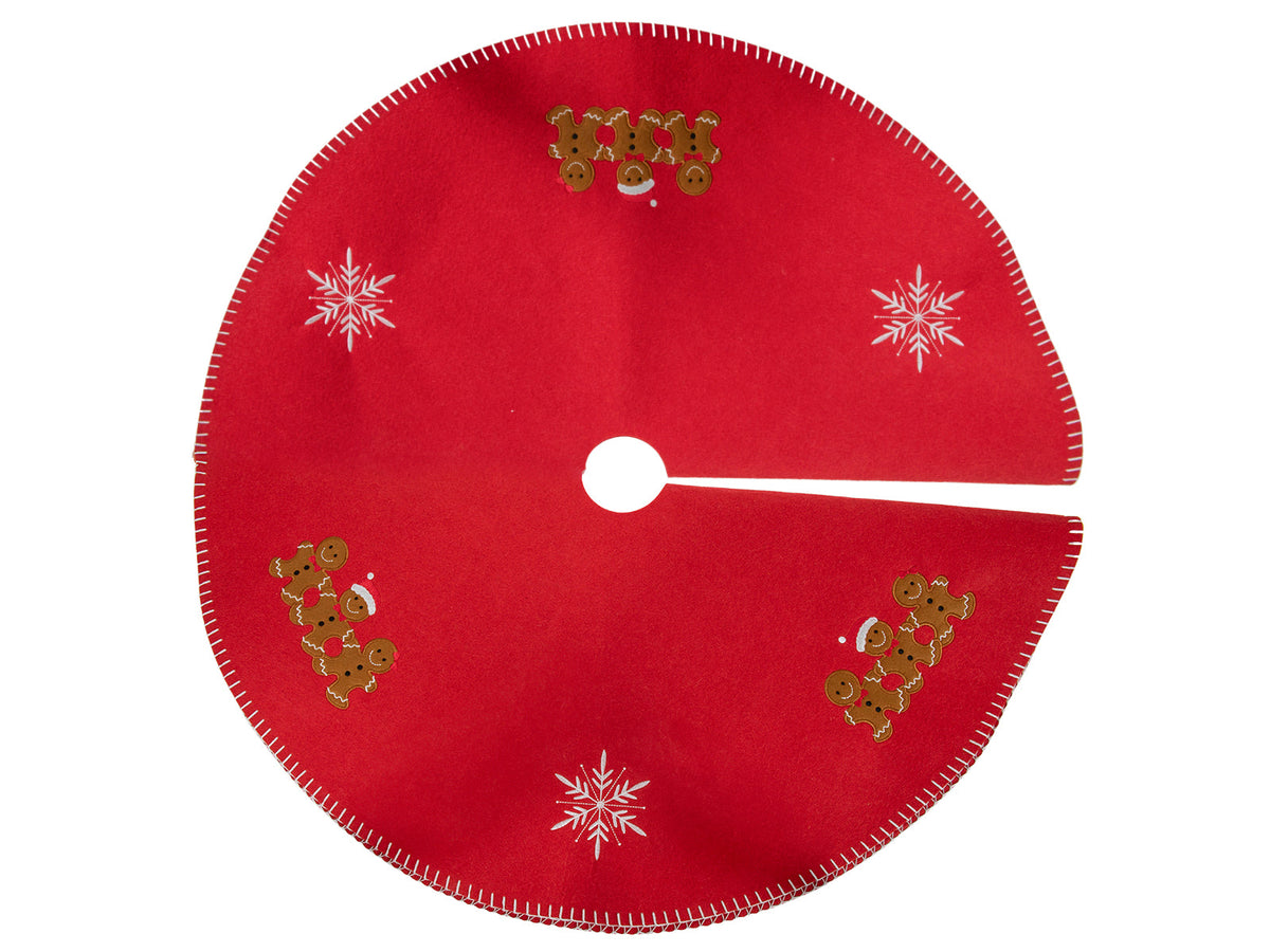 kerstboomrok gingermen 3x vilt ø80cm rood