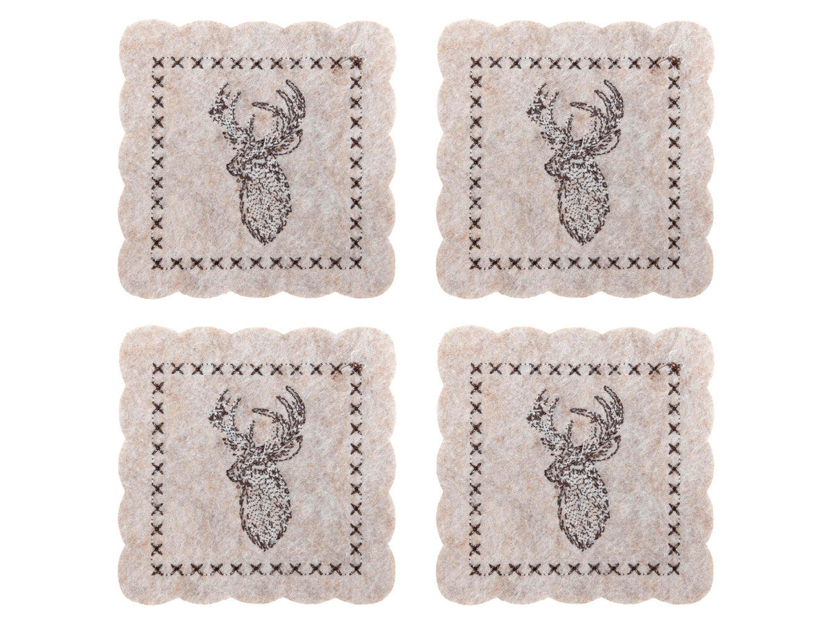 onderzetter rendier vilt beige 10cm s/4