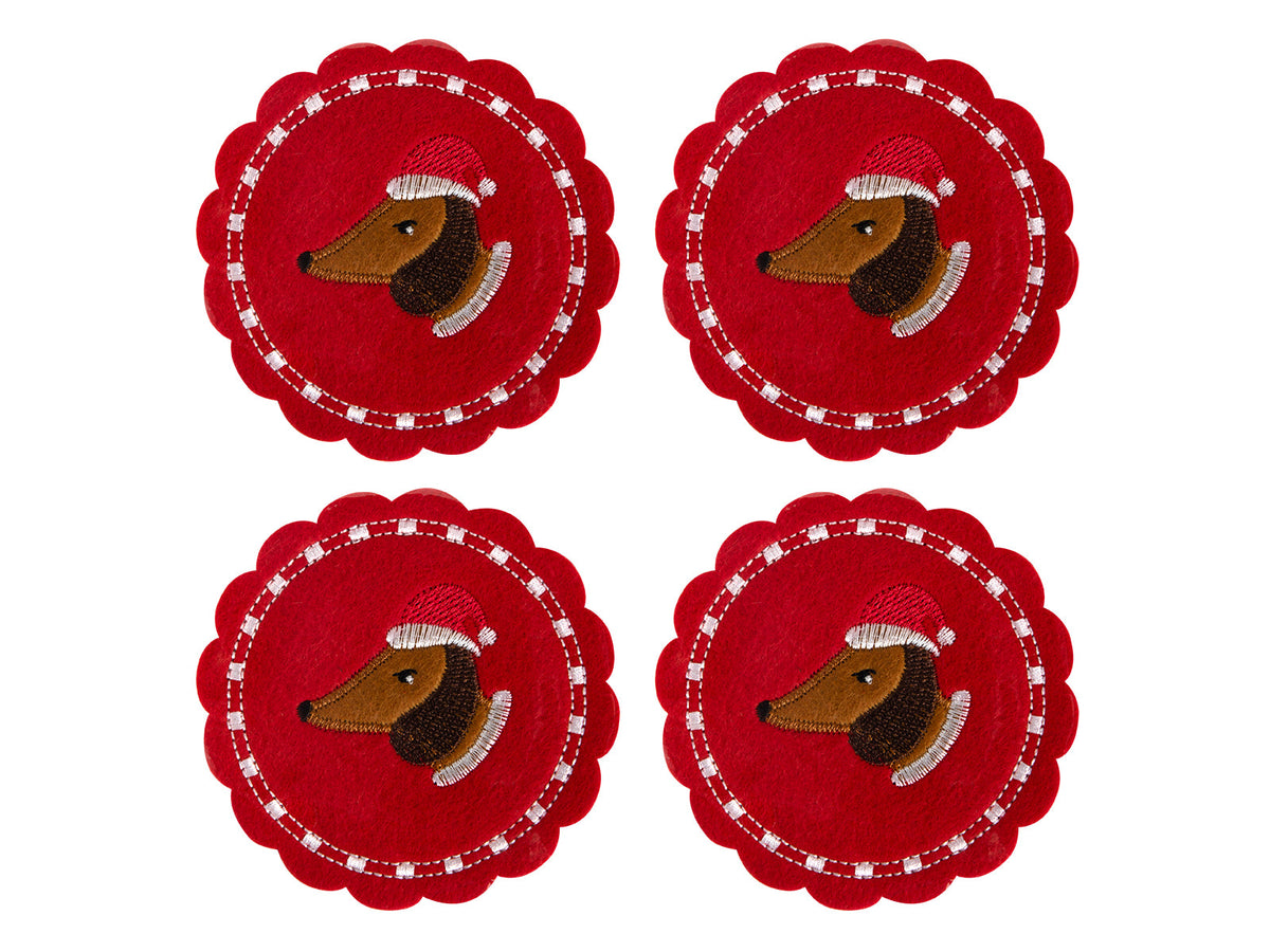 onderzetter teckel vilt ø10cm s/4 rood