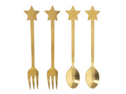 gebaksvorkje/theelepel ster goud s/4