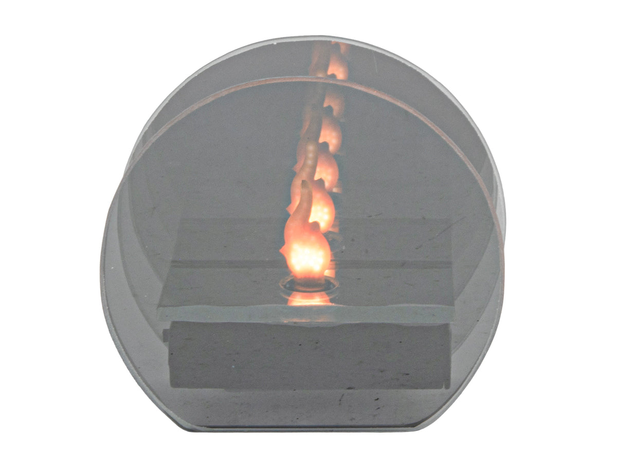 rond grijs glas vlam led 10cm  2xaa