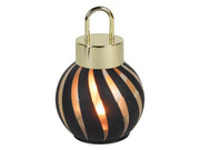 kerstbal met vlam led stripe zwart ø10x15cm  3xaaa zwart