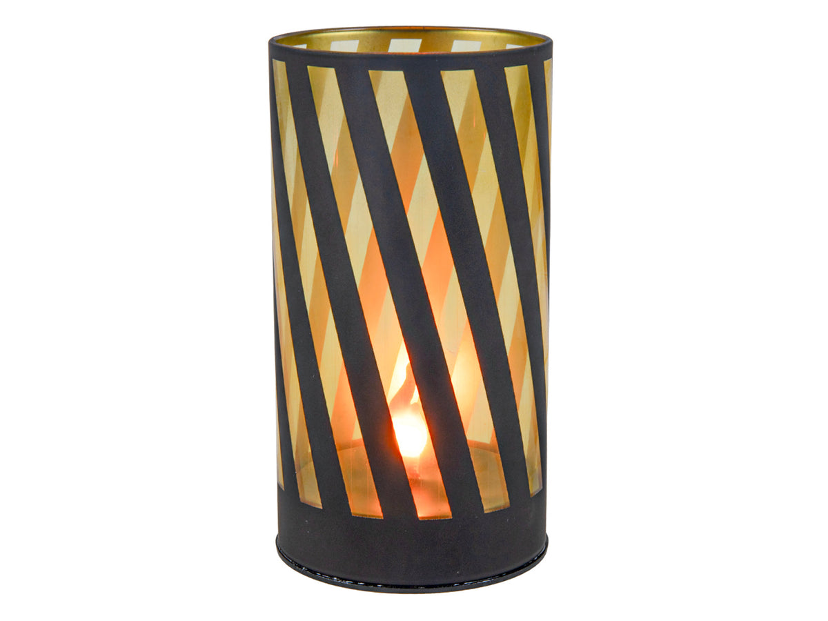 cilinder vlam led stripe zwart ø8x15cm  3xaa zwart