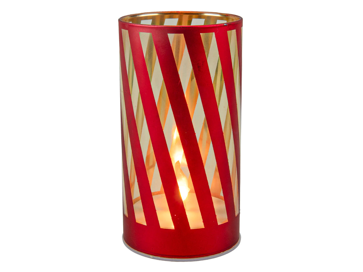 cilinder vlam led stripe red ø8x15cm  3xaa rood