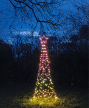 Baum mit Stern auf Ständer 236LED RGB IP44 Trafo inklusive Mast, Fernbedienung und 4 Erdspieße d70h200cm