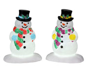 holly hat snowman, set of 2, b/o (4.5v)