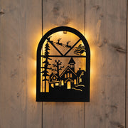muurhanger met kerstfiguren 24led classic op batterij met timer ip20 3x25x30cm zwart