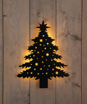 muurhanger kerstboom 48led classic op batterij met timer ip20 3x40x51cm zwart