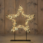 ster 3d op voet metaal 800led flash ip44 trafo met timer en dimmer 36x3cm warm wit/classic warm