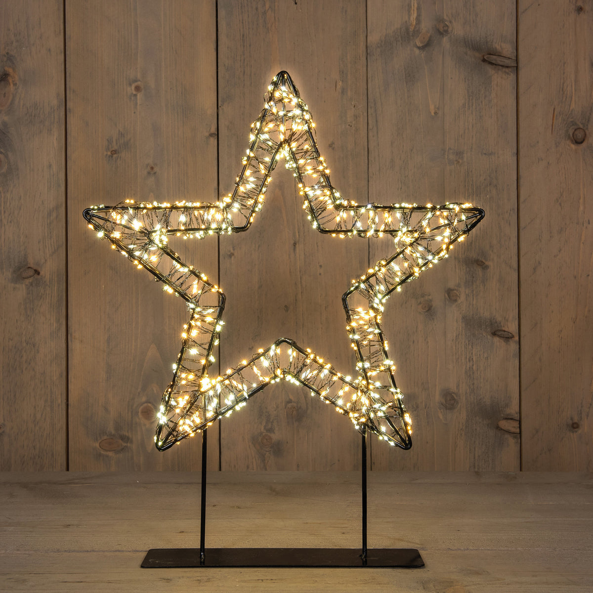 ster 3d op voet metaal 800led flash ip44 trafo met timer en dimmer 36x3cm warm wit/classic warm