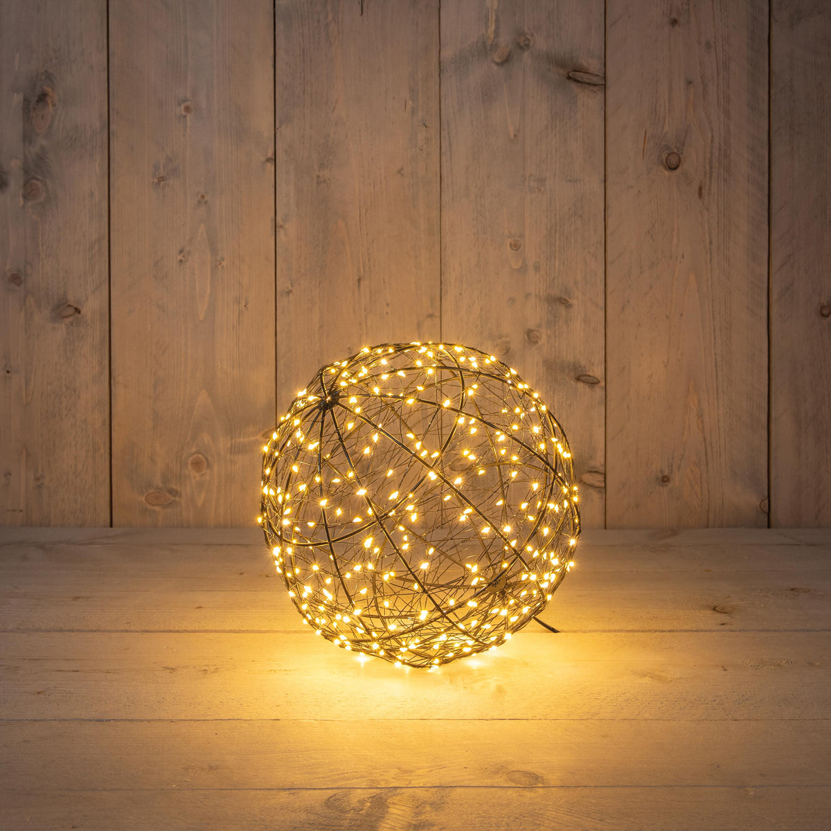 Metallkugel 300LED Flash IP44Trafo mit Timer und Dimmer d25cm Classic Warm