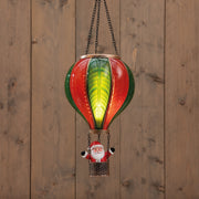 b.o. luchtballon met kerstman 24led met vlameffect 20x35cm rood/groen 2xaa ip44 batterybox aan / 6/18h timer / uit