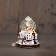 landschap met kerstman in glitterwaterbal  op 3aa batterij met dc aansluiting 21x15cm warm wit