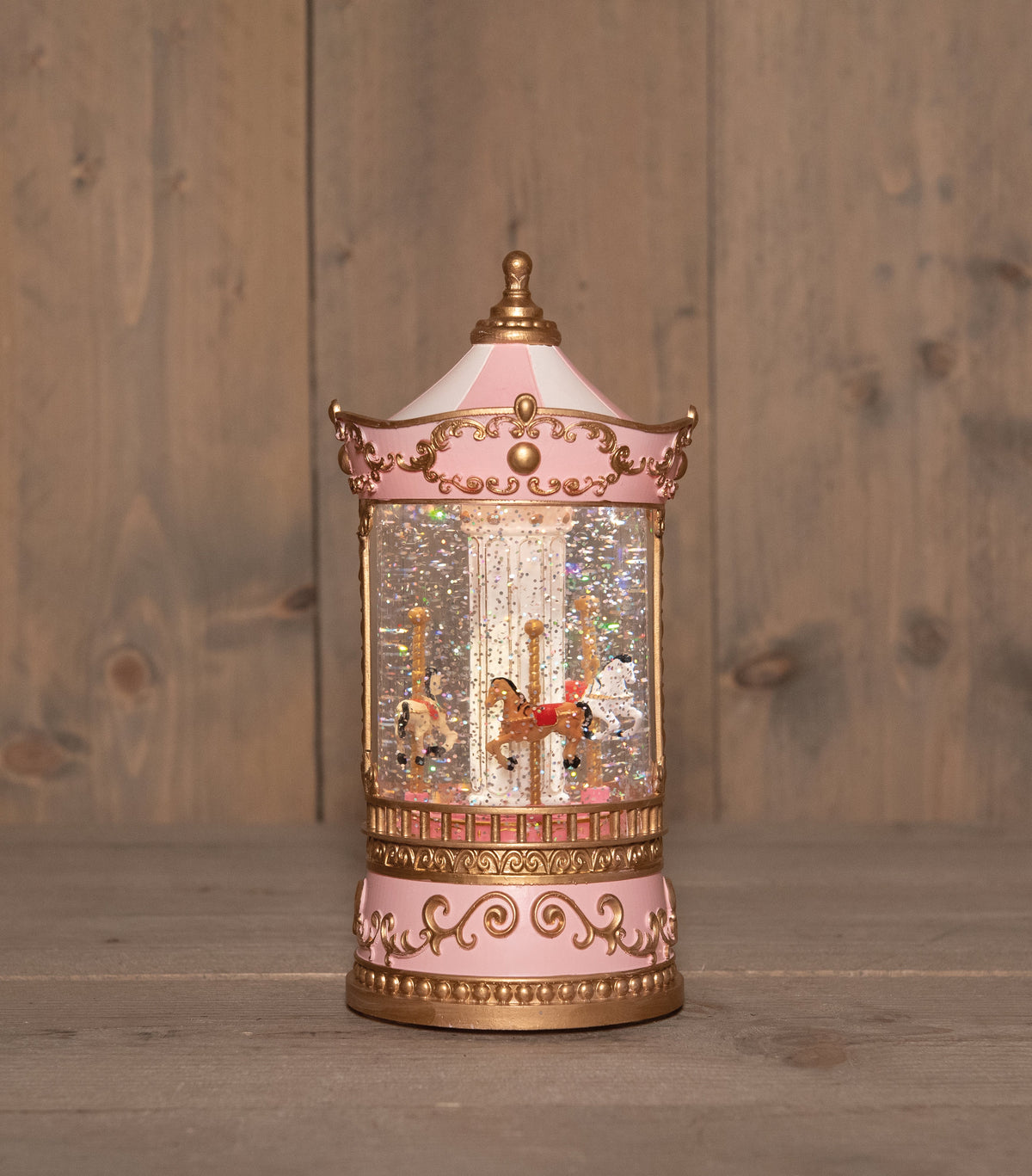 draaimolen rose met glitterwater op 3xaa batterij met dc aansluiting 12,5x25,5cm warm wit