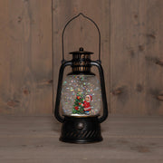lantaarn kerstboom  in glitterwater op 3aa batterij met dc aansluiting 20.5x12cm warm wit