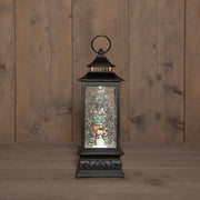 lantaarn sneeuwpop in glitterwater led op 3aa batterij met dc aansluiting 29x10.5cm warm wit