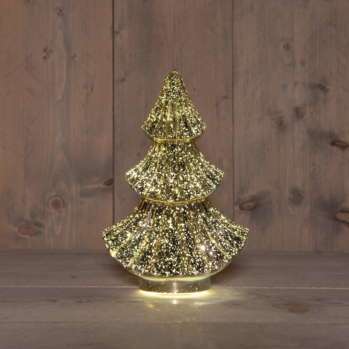 kerstboompje glas 10led 3xaaa batterij met timer 15.5x9.5xh24cm metallic goud