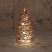 kerstboompje glas 10led op batterij met timer 18.5x9.5cm roze